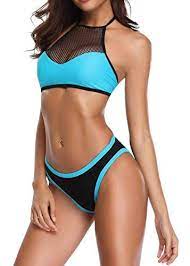 Women S Sport Bikini Swimwear Mesh Simple Cute Design 2 Pieces Sets Bright Color Contrast Swimsuit Mesh Simple Active Swimwear Swimwear Contrast Swimsuit