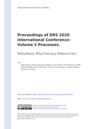 Proceedings of DRS 2020 International Conference: Volume 5 Processes