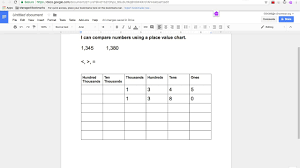 Compare Numbers Using Place Value Chart