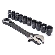 Crescent Cptaw8 11 Pc Pass Thru X6 Black Oxide Adjustable Wrench And Spline Socket Set Walmart Com In 2020 Wrench Set Socket Wrench Set Adjustable Wrench