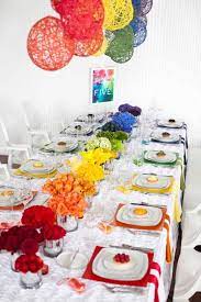 Wedding Wednesday Rainbow Flowers Rainbow Wedding Theme Rainbow Wedding Colorful Table Setting