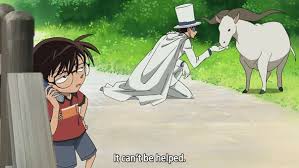 Detective Conan Movie 14 Lost Ship In The Sky Kaito Kid Calmly Plays With A Goat After Conan Got Thrown Out Of A Blimp Detective Conan Conan Conan Movie