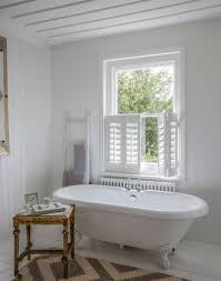 Shutters Are The Perfect Solution For A Bath Or Shower Room The Neat Profile Can S Bathroom Window Treatments Window Shutters Indoor Indoor Shutters