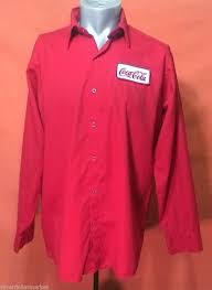 Coca Cola Size Large Red Long Sleeve Service Shirt Snap