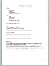 Kaufvertrag Anhanger Muster Word