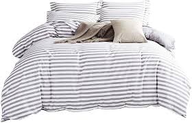 This new duvet cover is a graphic complement. Amazon Com Duvet Cover Set Striped Duvet Cover Contrast 2 Tone Reversible Comforter Cover Zipper Closure Bed Linen Quilt Cover Sets White Duvet Cover With Stripes Queen Kitchen Dining