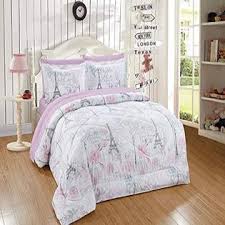 A simple pink or purple flower design adds a sweet, feminine touch to girls' twin bedding sets. Luxury Home Collection Kids Teens Girls 5 Piece Twin Size Comforter Bedding Set Bed In A Bag With Sheets Floral Paris Eiffel