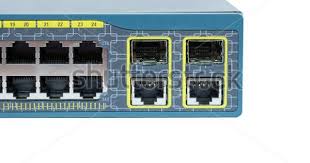 Network Gigabit Switch Dual Port Utp And Sfp For High Speed Network Isolated On The White Background Gigabit Switch Port Stock Photos