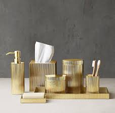 Ribbed Metal Bath Accessories Aged Brass Gold Bathroom Accessories Bath Accessories Bathroom Accessories Luxury