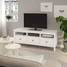 White tv stand with drawers and shelves for storage excellent used condition very modern. Hemnes Tv Unit White Stain 58 1 4x18 1 2x22 1 2 Ikea