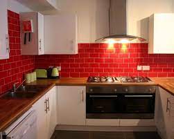 Stunning Red Kitchen Design And Decorating Ideas Beautiful Pictures Of Modular Red Color Kitchen Red Kitchen Tiles Trendy Kitchen Tile Kitchen Design
