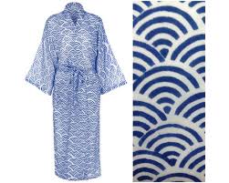 Kimono Robe Yukata 100 Light Organic Cotton Dressing Gown Etsy