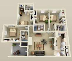 Two Bedroom Apartment Layout Google Search 4 Bedroom House Designs 3d House Plans House Floor Plans