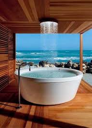 15 Spectacular Modern Bathroom Design Trends Blending Comfort Elegance And Artistic Materials Rooms We Love Home Outdoor Bathtub Und Shower Tub