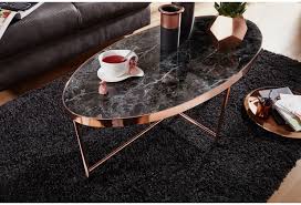 Designer couchtische tischplatte marmor von internationalen herstellern detaillierte infos hochauflösende bilder cads kataloge. Wohnling Design Couchtisch Marmor Optik Schwarz Oval 110 X 56 Cm Mit Kupfer Metallgestell Hertie De