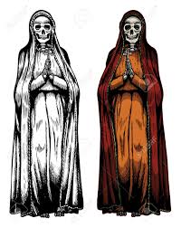 She embodies the death current and holds authority over every manner of spirit. Hand Drawn Of Santa Muerte Praying Skeleton Royalty Free Cliparts Vectors And Stock Illustration Image 46325478