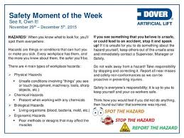 Dover Als Safety Moment Of The Week 29 Nov 15 Workplace Safety Safety Topics Health And Safety