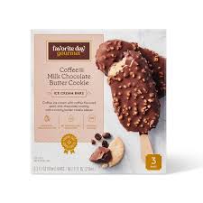 Available in 3 pack , 6 pack. Coffee Ice Cream With Coffee Sauce And Milk Chocolate Butter Cookie Bar 3ct Favorite Day Target