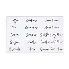 White kitchen canisters with black lettering alphabet fonts bubble. 45 Pantry Labels Large Kmart