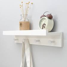 Wall Mount Hanger Display Shelf Coat Rack Hat Key Holder Bag 2 4 Hooks Home 2 Colors Walmart Com Wooden Wall Shelves White Wall Shelves Shelves