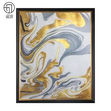 简约现代抽象手绘家居装饰油挂画金色客厅玄关轻奢卧室书房样板间chinese oil painting 联系qq1901122568 oil painting painting art