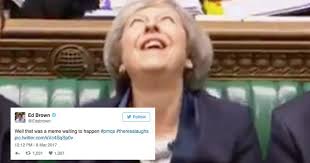 Her outburst has sent the internet into meltdown with dozens of memes being posted likening the pm to a variety of characters. Theresa May Laughs Awkwardly In Parliament Instantly Becomes Meme