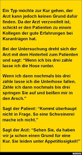 Ein Typ Mochte Zur Kur Gehen Der Arzt Kann Jedoch Lustige Bilder Spruche Witze Echt Lustig Witze Lustig Witze Witzige Spruche