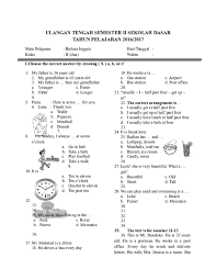 (a) knowing (b) is knowing (c) know (d) knows 20. Doc Ulangan Tengah Semester Ii Bahasa Inggris Sekolah Dasar Tahun Pelajaran 2016 2017 Hastindra Laila Academia Edu