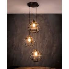 industriele hanglamp globe 3 lichts metaal van de pol meubelen hanglamp industriele hanglampen lampen