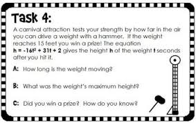 Quadratic Word Problems Task Cards Trinomials Quadratics Word Problems Word Problems Task Cards