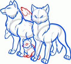 How To Draw A Wolf Pack Pack Of Wolves Step 9 Drawings Wolf Drawing Animal Drawings