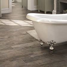 Wood effect porcelain tiles are a less common alternative to conventional wood flooring. Bathroom Tile