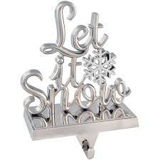 The back switch controls both the glittering snow and led lights, making it a beautiful light. Let It Snow Christmas Stocking Holder With Hanging Hook Silver 17 Cm We R Christmas