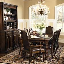 Furniture kitchen & dining dining chairs sideboards & buffets dining tables dining sets cabinets shop by. Bernhardt Normandie Manor 9pc Rectangular Dining Room Set With Upholstered Leather Seat Side Chairs In Bark By Dining Rooms Outlet