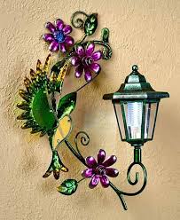 Solar Light Fence Hummingbird Wall Art Indoor Outdoor Garden Patio Home Decor Solar Wall Lights Solar Fence Lights Iron Wall Decor