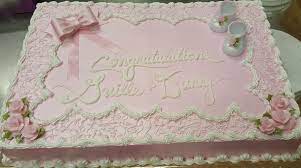 Calumet Bakery Soft Pink Baby Shower Cake Simple Sheet Cake Design Pink Baby Shower Cake Baby Shower Cakes Baby Shower Cakes Girl