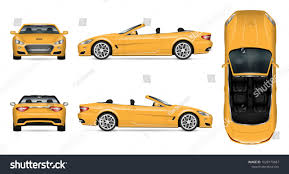 Download Car Vector Mock Up Isolated Template Of Yellow Cabriolet Car On White Vehicle Branding Mockup Side Front Back Top View All Ele Car Vector Car Car Brands PSD Mockup Templates