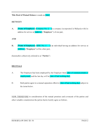 Vss/mss (voluntary/mutual separation scheme) closure of the company due to natural disasters there have been concerns that employers would find the scheme a burden on their finances. Deed Of Mutual Release Employment Termination Template Burgielaw