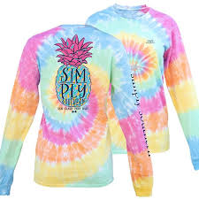 Simply Southern Preppy Pineapple Tie Dye Long Sleeve T Shirt