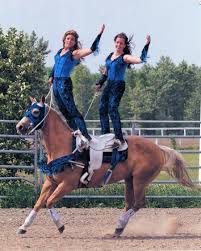 This Is A Picture Of The Trick Riding Trainer And Her Sister From Heartland Trick Riding Trick Riding Saddle Horse Vaulting