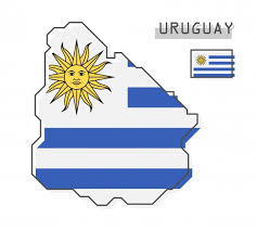 Maldonado, rocha, castillos, florida, colnia, carmelo, salto, paysandú, artigas, bella únion, rivera, san. Uruguay Karte Und Flagge Premium Vektor