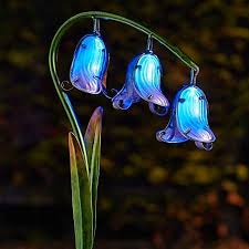 Pack Of 2 Solar Powered Glass Bluebell Flowers Freemans Solar Lights Garden Blue Bell Flowers Solar Flower