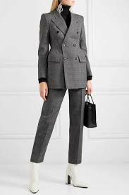 Gray Hourglass Prince Of Wales Checked Wool Blazer Balenciaga Woman Suit Fashion Suit Fashion Fashion