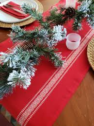 Red Christmas Table Runner Scandinavian Christmas Runner Red Etsy In 2020 Holiday Table Runner Christmas Table Runner Holiday Table Settings
