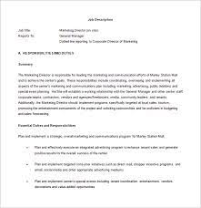 Since marketing is important for the growth and success of a business, companies hire marketing directors who have a minimum 10 a part of your responsibility will also be for designing the pricing strategy to maximize profits for the company and its market share. 9 Marketing Director Job Description Templates Free Sample Example Format Download Free Premium Templates