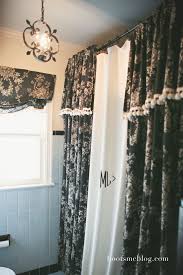 You feel that the height has increased. Layered Shower Curtain Toile Panels On Swing Rods Mccottage Style Bathroom Decor Curtain Designs Home Decor