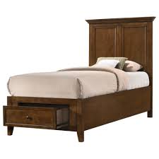 The upholstered faux leather headboard and mirror feature led mood lighting for a soft glow at the end of the day. Intercon San Mateo Youth Transitional Youth Twin Storage Panel Bed With 1 Footboard Drawer Fisher Home Furnishings Panel Beds