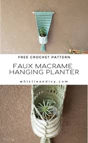 Start off easy with this gorgeous knot pattern designed by talented macrame teacher this cute and easy macrame wall hanging is perfect for a rainy afternoon craft session. Faux Macrame Crochet Wall Hanging Planter Crochet Pattern