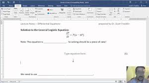 How To Insert Equations Numbers In Word 2016 Youtube