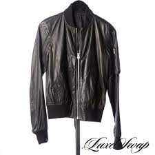 Lnwot Rick Owens Full Leather Kangaroo Black Ma 1 Flight Bomber Jacket Coat 6 Flight Bomber Jacket Leather Denim Coats Jackets